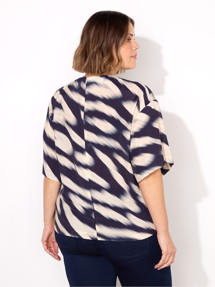 Live Unlimited Blue Animal Print Elevated Woven T-Shirt - Image 4 of 4