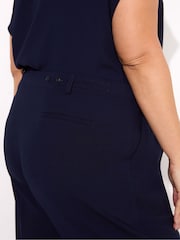 Live Unlimited Curve Blue Button Detail Wide Leg Trousers - Image 3 of 3
