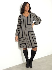 Live Unlimited Black Geo Print Dress With Pockets - Image 3 of 5