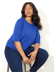 Live Unlimited Curve Blue Knitted Relaxed T-Shirt - Image 2 of 4