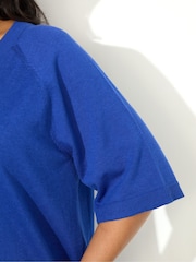 Live Unlimited Curve Blue Knitted Relaxed T-Shirt - Image 3 of 4