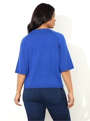 Live Unlimited Curve Blue Knitted Relaxed T-Shirt - Image 4 of 4