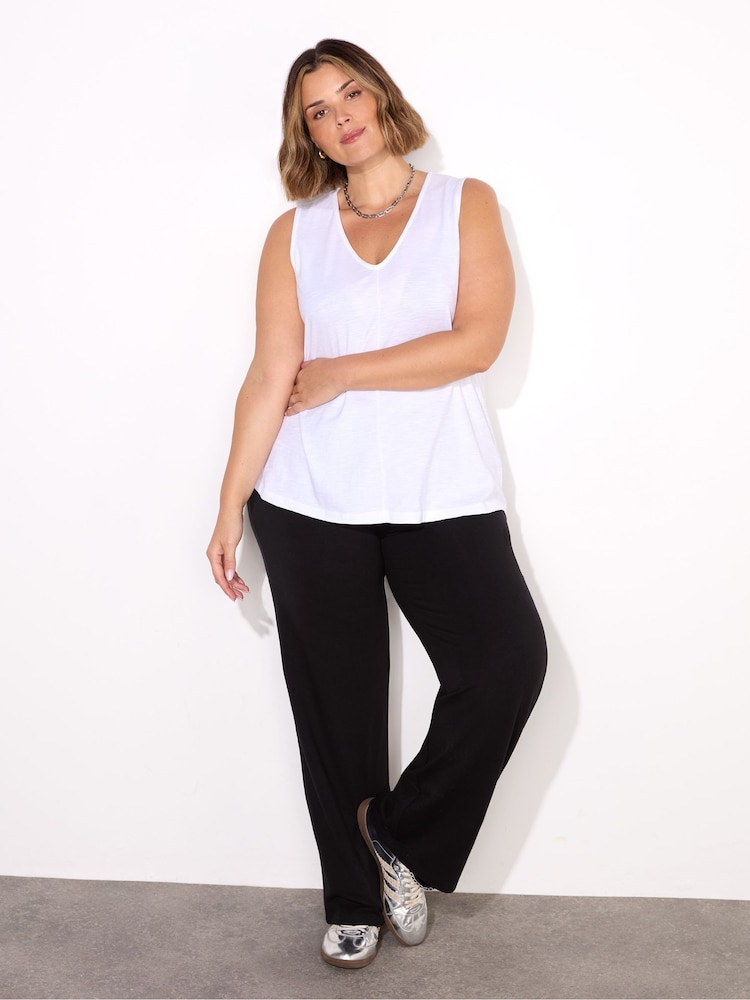 Live Unlimited White 100% Cotton Slub V-Neck Vest - Image 1 of 3