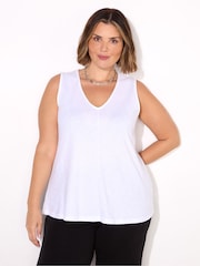 Live Unlimited White 100% Cotton Slub V-Neck Vest - Image 2 of 3