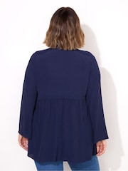 Live Unlimited Blue V-neck Smock 100% Cotton Tunic - Image 2 of 4