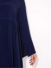 Live Unlimited Blue V-neck Smock 100% Cotton Tunic - Image 4 of 4