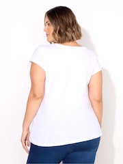 Blanco - Live Unlimited 100% Cotton Slub Scoop Neck T-Shirt - Imagen 2 de 3