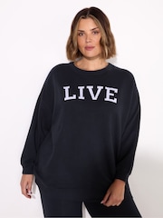 Live Unlimited Blue Oversized Live 100% Cotton Sweatshirt - Image 1 of 3