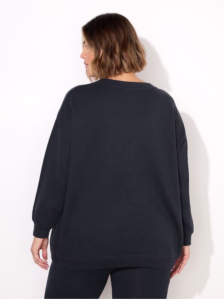 Live Unlimited Blue Oversized Live 100% Cotton Sweatshirt - Image 2 of 3