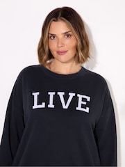 Live Unlimited Blue Oversized Live 100% Cotton Sweatshirt - Image 3 of 3