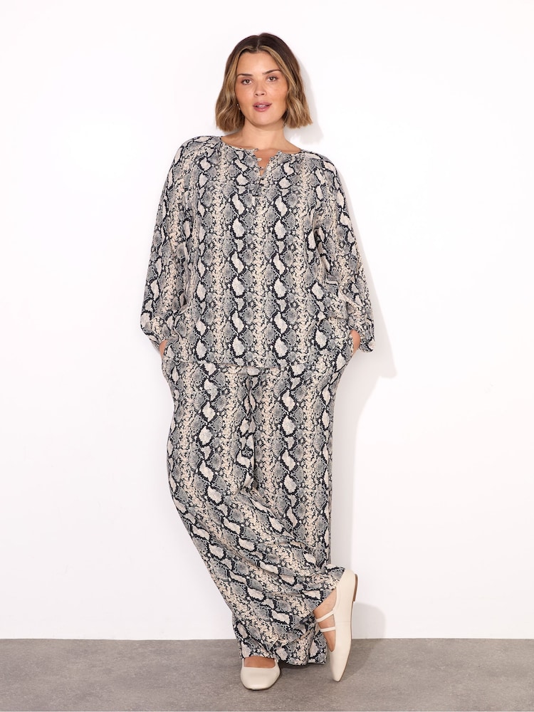 Live Unlimited Snake Print Drawstring Wide Leg Trousers - Image 1 of 5