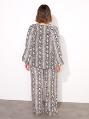 Live Unlimited Snake Print Drawstring Wide Leg Trousers - Image 2 of 5