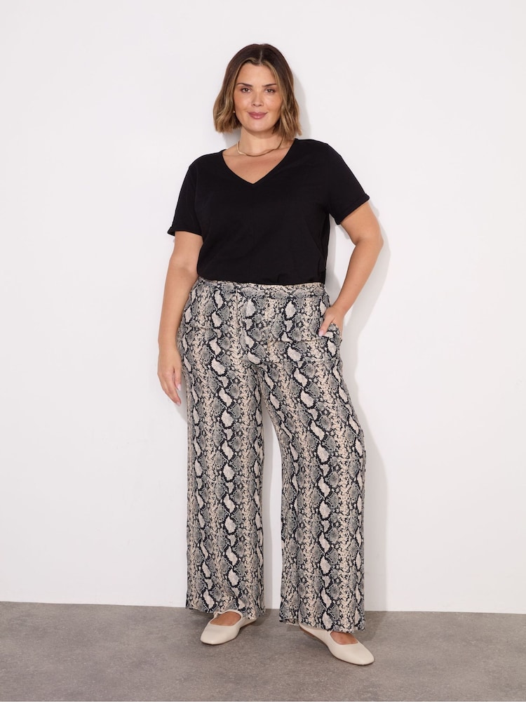 Live Unlimited Snake Print Drawstring Wide Leg Trousers - Image 3 of 5