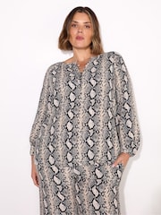 Live Unlimited Snake Print Drawstring Wide Leg Trousers - Image 4 of 5