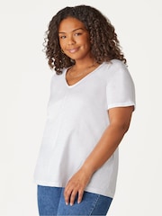 Live Unlimited White 100% Cotton Slub V-Neck T-Shirt - Image 1 of 3