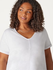 Live Unlimited White 100% Cotton Slub V-Neck T-Shirt - Image 2 of 3