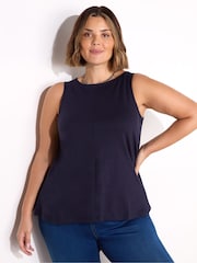 Live Unlimited Blue Round 100% Cotton Slub Neck Vest - Image 1 of 3