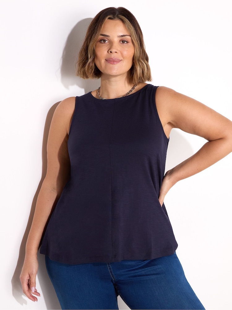 Live Unlimited Blue Round 100% Cotton Slub Neck Vest - Image 1 of 3