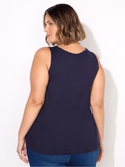 Live Unlimited Blue Round 100% Cotton Slub Neck Vest - Image 3 of 3