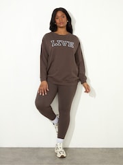 Live Unlimited Brown Oversized Live 100% Cotton Sweatshirt - Image 2 of 5