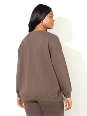 Live Unlimited Brown Oversized Live 100% Cotton Sweatshirt - Image 5 of 5