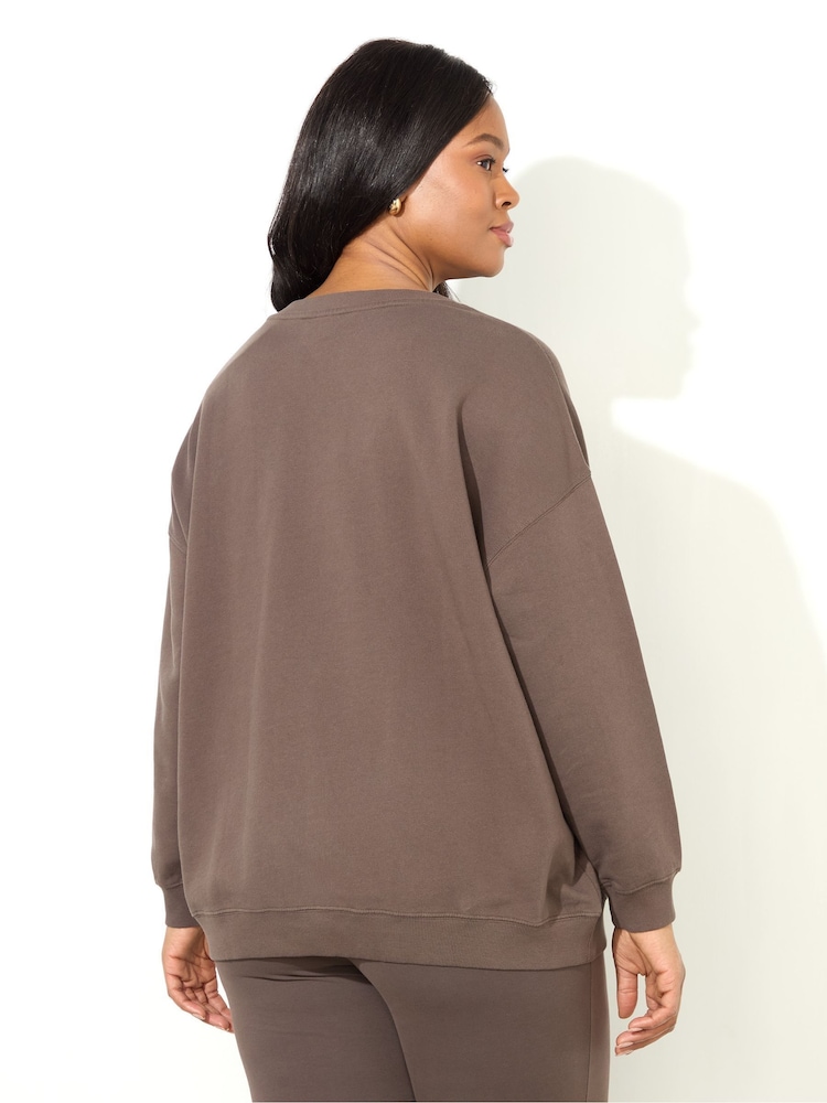 Live Unlimited Brown Oversized Live 100% Cotton Sweatshirt - Image 5 of 5