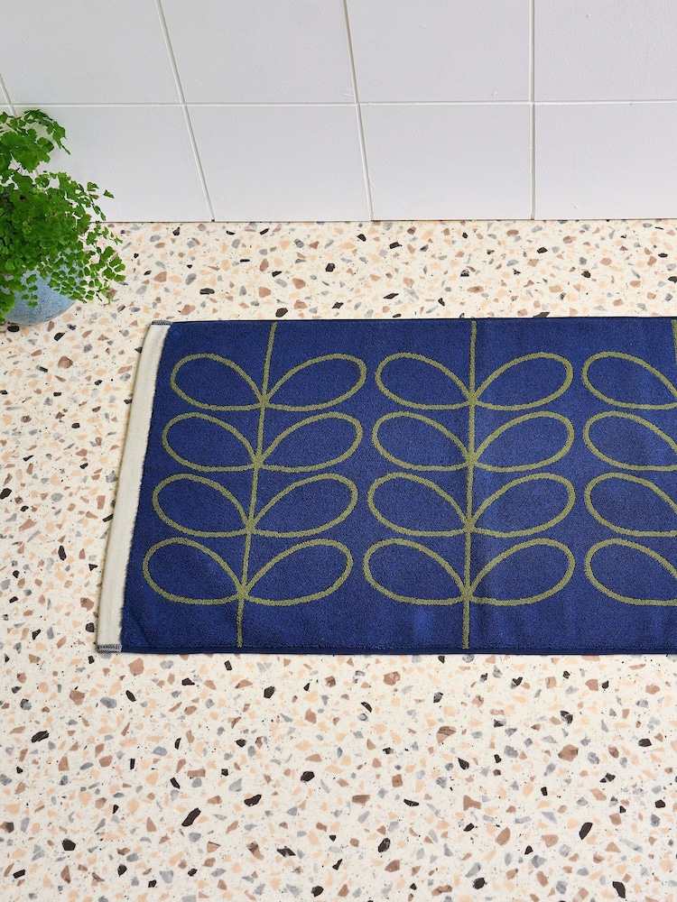 Orla Kiely Navy/Olive Linear Stem Bath Mat - Image 1 of 3