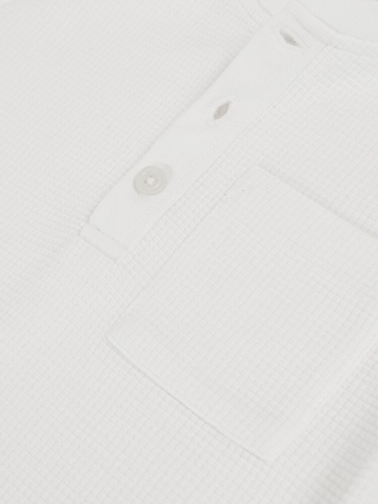 Reiss White David Cotton-Blend Waffle Henley T-Shirt - Image 4 of 4