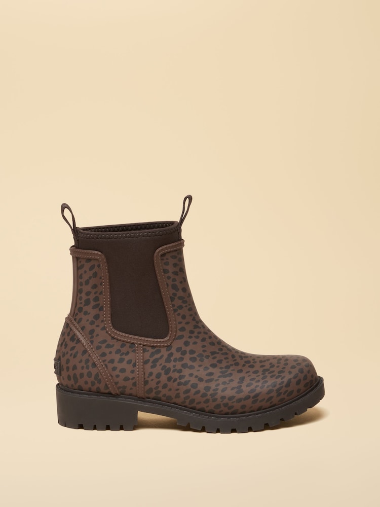 Joules Oakfield Chocolate Brown Short Neoprene Lined Wellies - Image 2 of 6