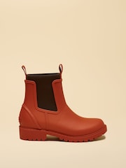 Joules Oakfield Orange Short Neoprene Lined Wellies - Image 3 of 8