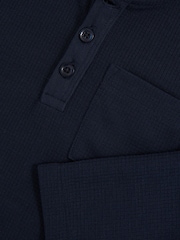 Reiss Navy David Cotton-Blend Waffle Henley T-Shirt - Image 4 of 4