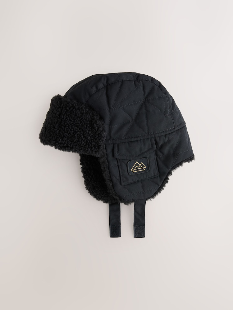 Black Quilted Trapper Hat (1-16yrs) - Image 1 of 3
