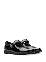 Clarks Black Patent Standard Fit (F) Younger Girls Patent Lock Magic Mary Jane School Shoes - Image 3 of 8