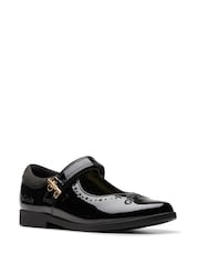 Clarks Black Patent Standard Fit (F) Younger Girls Patent Lock Magic Mary Jane School Shoes - Image 4 of 8