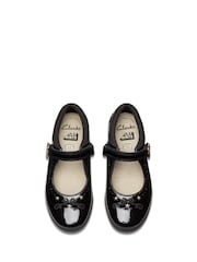 Clarks Black Patent Standard Fit (F) Younger Girls Patent Lock Magic Mary Jane School Shoes - Image 5 of 8