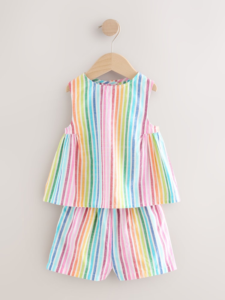 Stripe Rainbow Shorts and Shirt Set (3mths-7yrs) - Image 1 of 4