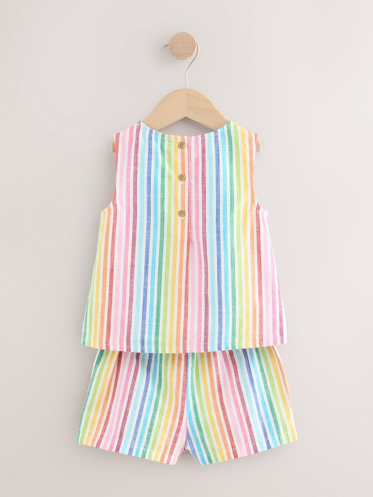 Stripe Rainbow Shorts and Shirt Set (3mths-7yrs) - Image 2 of 4