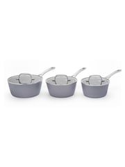 Laura Ashley Dark Slate 3 Piece Superior Non Stick Saucepan Set - Image 4 of 4