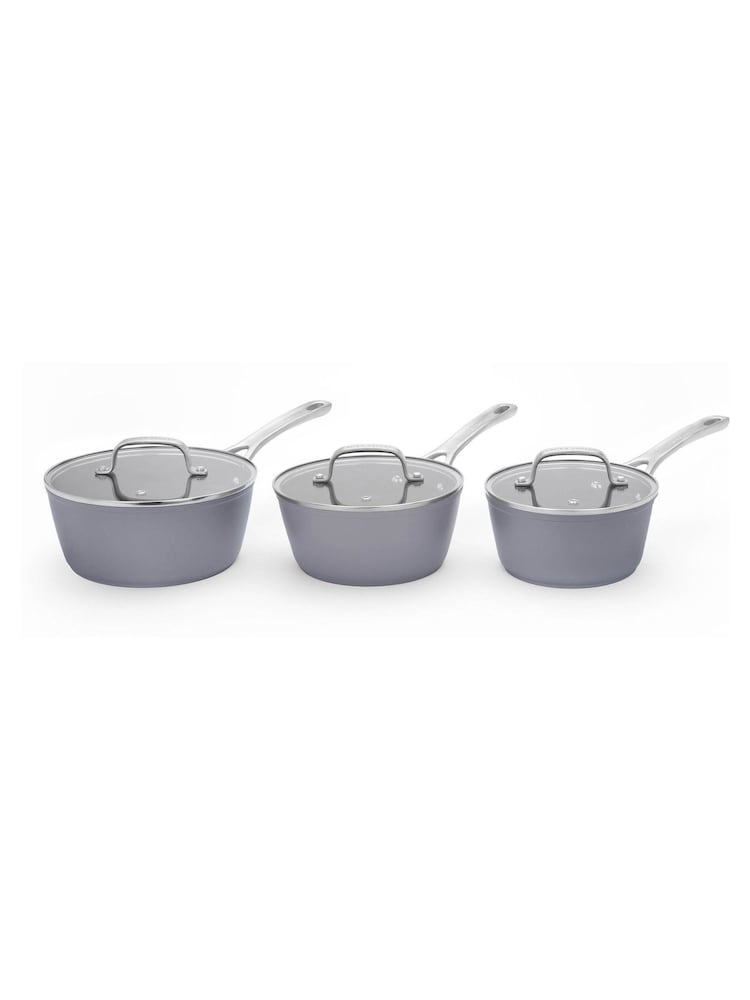 Laura Ashley Dark Slate 3 Piece Superior Non Stick Saucepan Set - Image 4 of 4