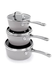 Laura Ashley Dark Dove Grey 3 Piece Suprior Non Stick Saucepan Set - Image 3 of 5