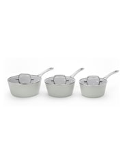 Laura Ashley Dark Dove Grey 3 Piece Suprior Non Stick Saucepan Set - Image 4 of 5