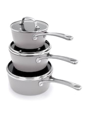 Laura Ashley Dark Dove Grey 3 Piece Suprior Non Stick Saucepan Set - Image 5 of 5