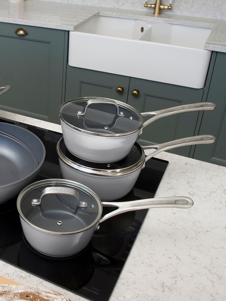 Laura Ashley Dark Dove Grey 7 Piece Suprior Non Stick Cookware Set - Image 1 of 4