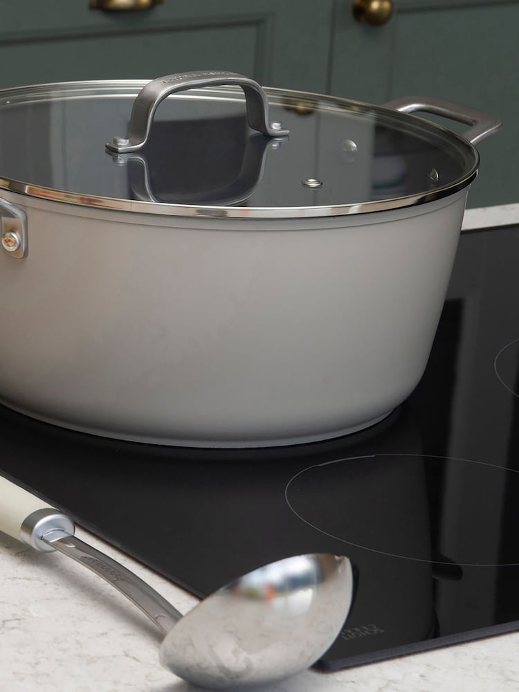 Laura Ashley Dark Dove Grey 7 Piece Suprior Non Stick Cookware Set - Image 2 of 4