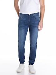 Replay Mid Blue Denim Powerstretch Straight Fit Grover Stretch Jeans - Image 1 of 4
