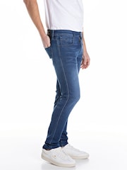 Replay Mid Blue Denim Powerstretch Straight Fit Grover Stretch Jeans - Image 2 of 4