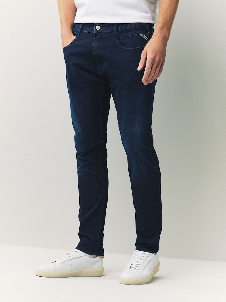 Replay Denim Dark Blue Powerstretch Straight Fit Grover Stretch Jeans - Image 1 of 6 Replay Denim Dark Blue Powerstretch Straight Fit Grover Stretch Jeans - Image 1 of 6