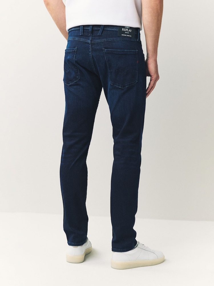Replay Denim Dark Blue Powerstretch Straight Fit Grover Stretch Jeans - Image 2 of 6