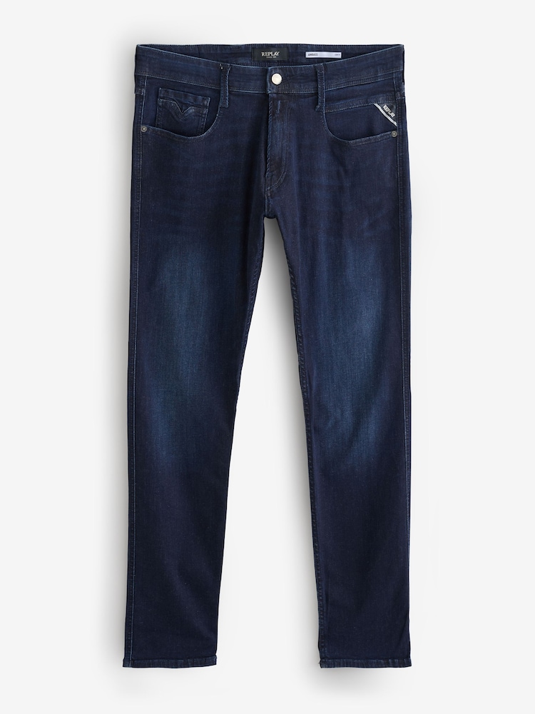 Replay Denim Dark Blue Powerstretch Straight Fit Grover Stretch Jeans - Image 6 of 6