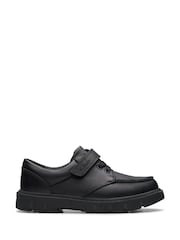 Clarks Black Leather Standard Fit (F) Younger Boys Lorcam Edge Shoes - Image 1 of 1